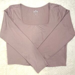 Hollister Mauve Long Sleeve Square Neck Crop Top Size XL